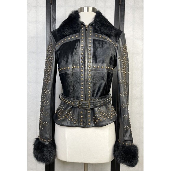 Caché Jackets & Blazers - Vintage Cache Fur Collar Studded Jacket. Size: 4